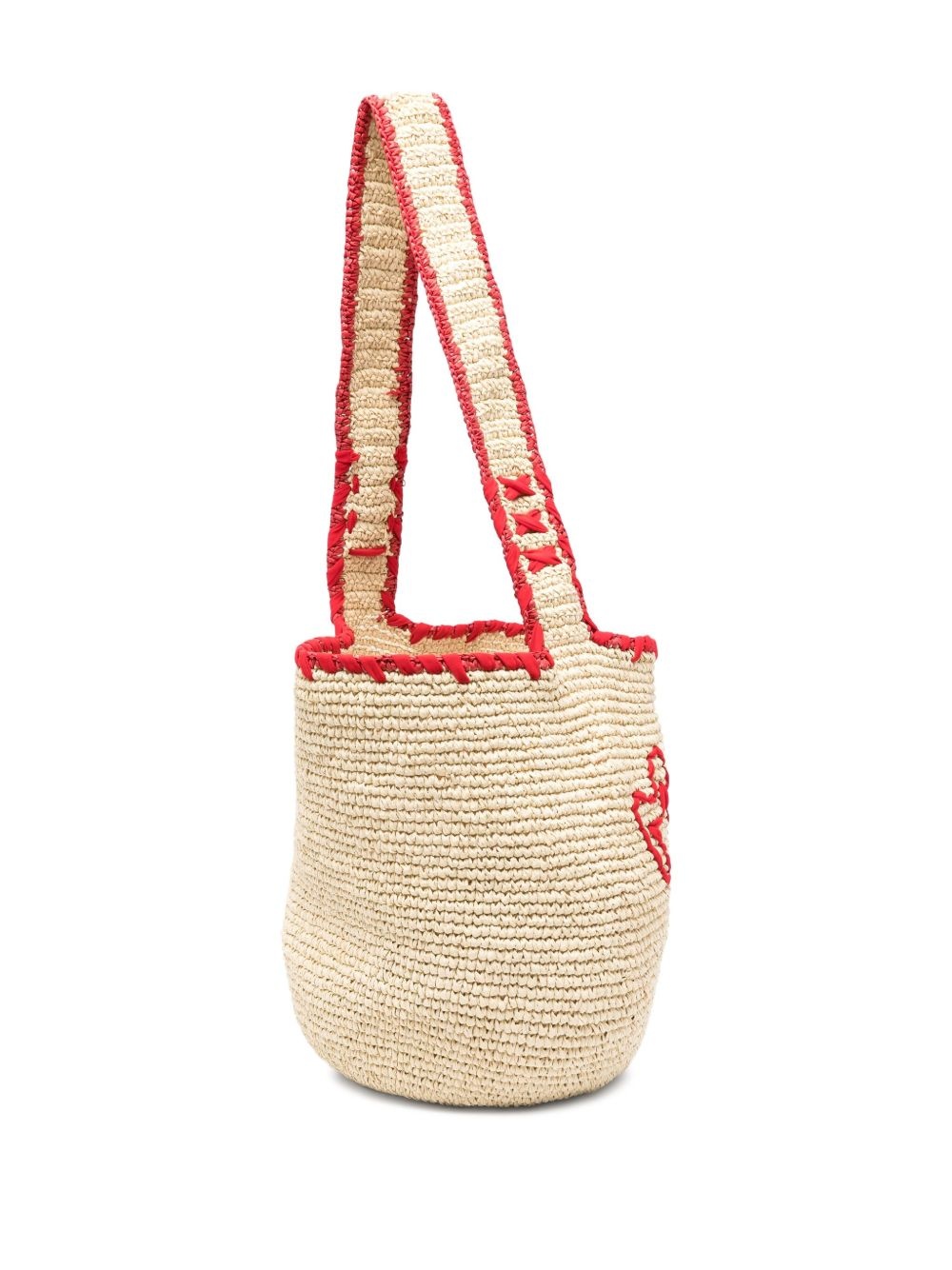 logo-embroidered paper shoulder bag - 3