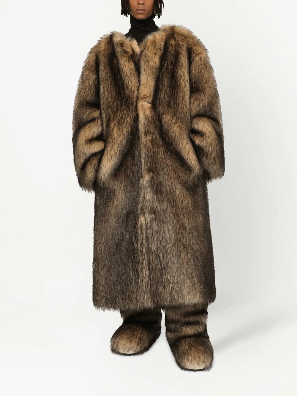 oversized faux-fur coat - 3