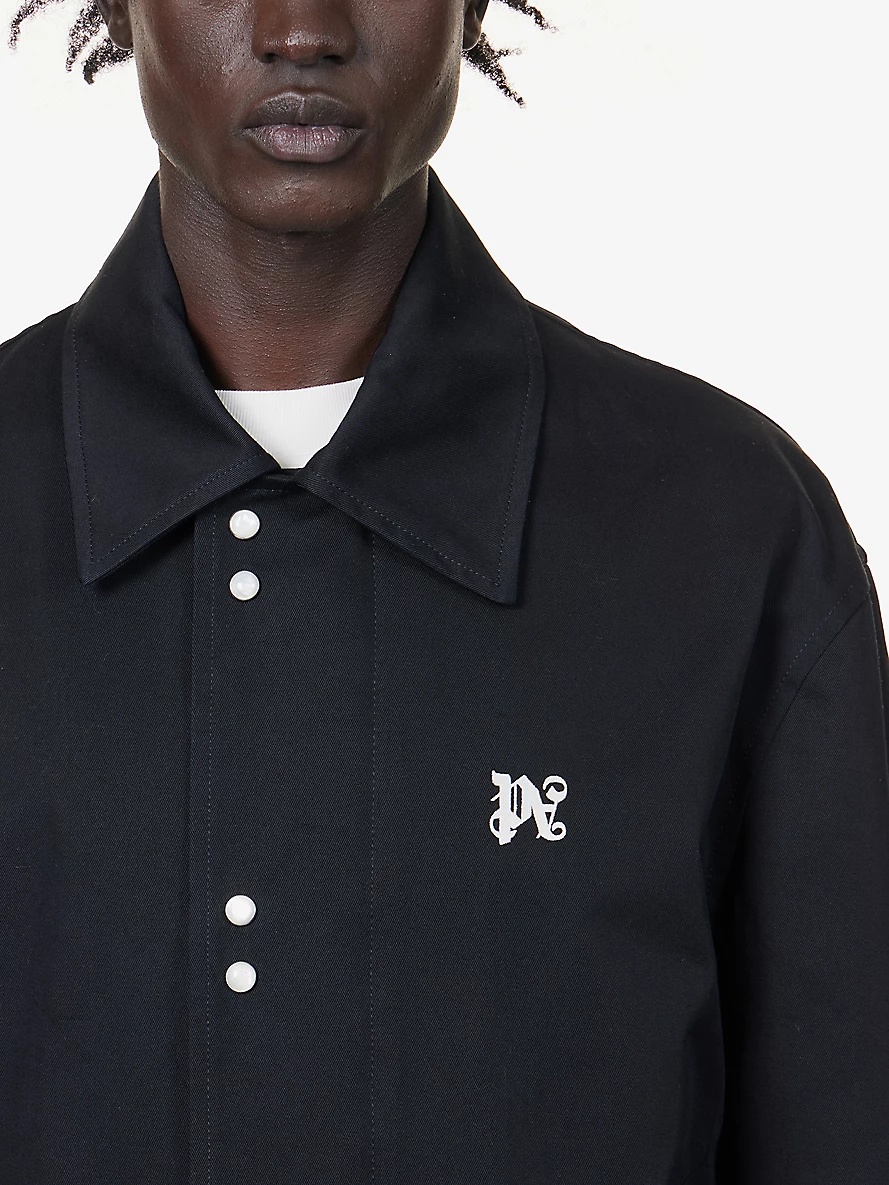 Monogram-embroidered toggle-hem boxy-fit cotton-twill coach jacket - 5