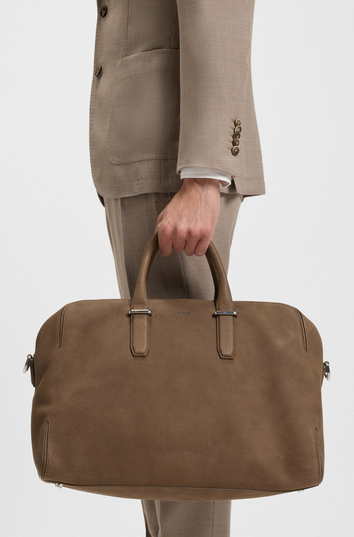 GRAINED LEATHER HOLDALL WITH LOGO KEYHOLDER - 4