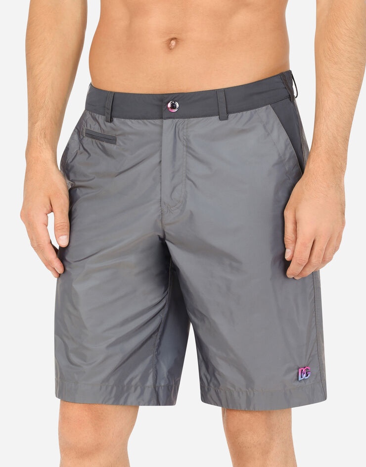 Mid-length swim trunks with metal DG logo - 4