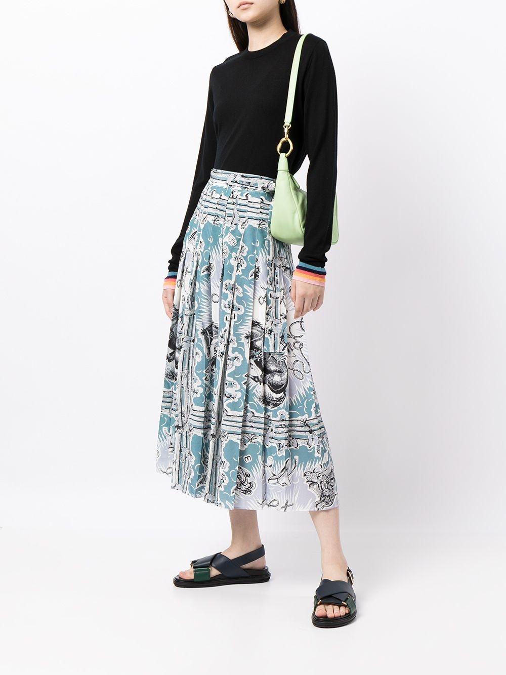 cowboy print pleated skirt - 2