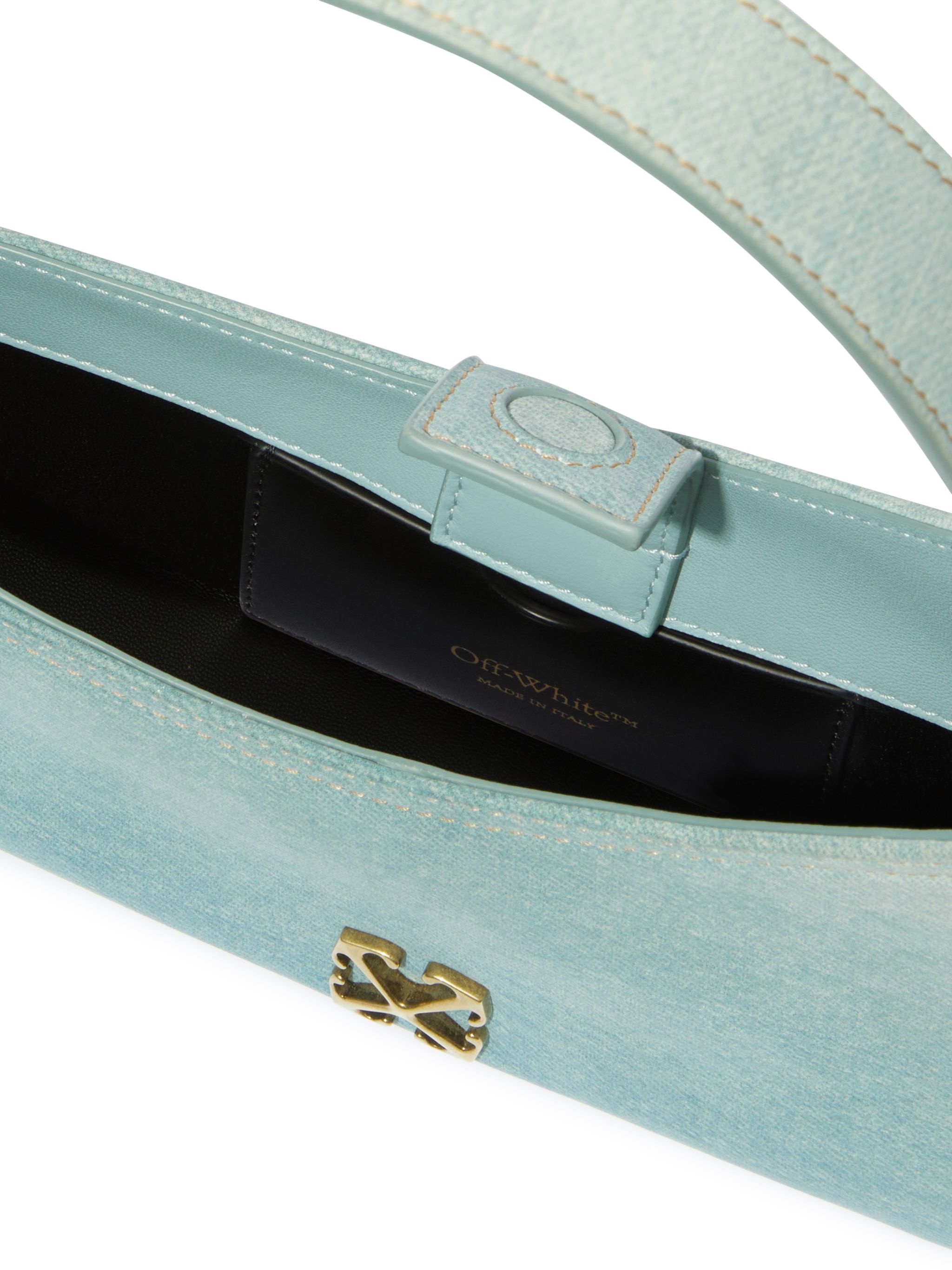 Light Blue Denim Leather Jitney Shoulder Bag - 5