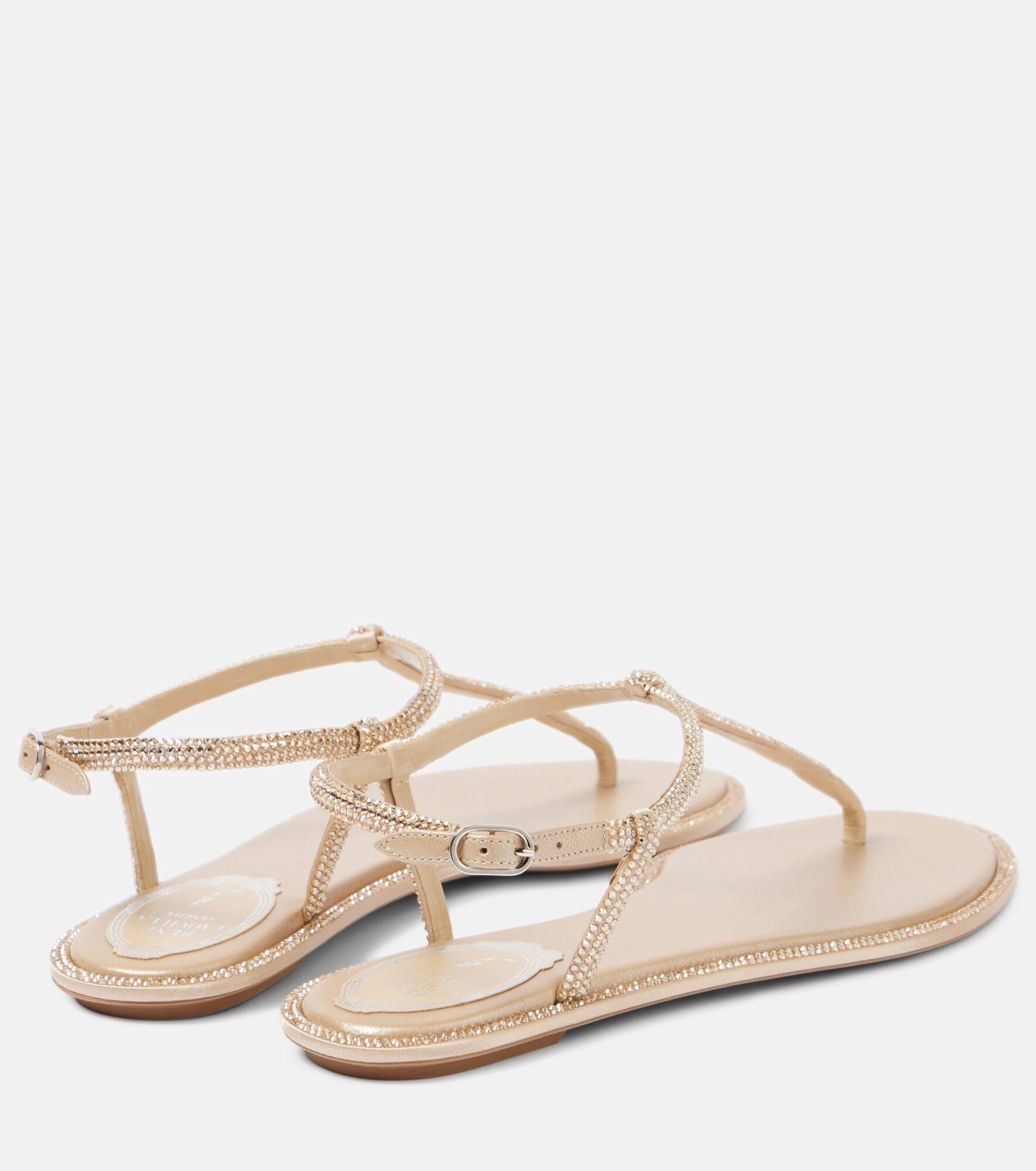 Diana satin and leather thong sandals - 3
