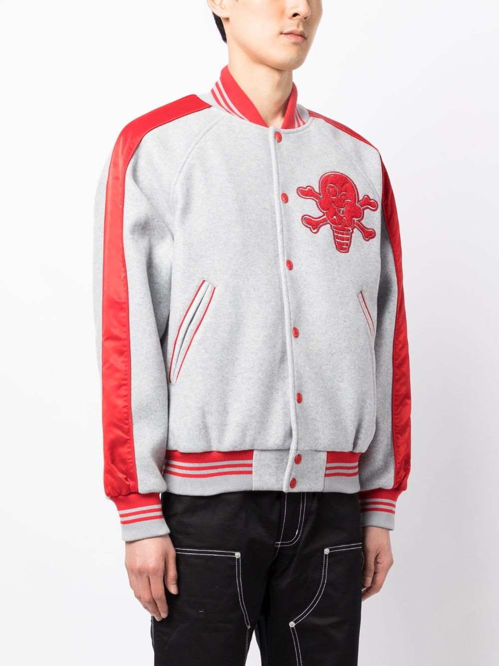logo-embroidered bomber jacket - 3