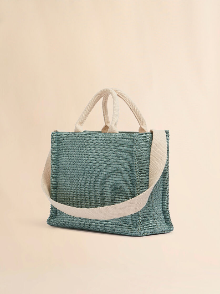 GREEN-COLOURED RAFFIA-EFFECT SMALL TOTE BAG - 3