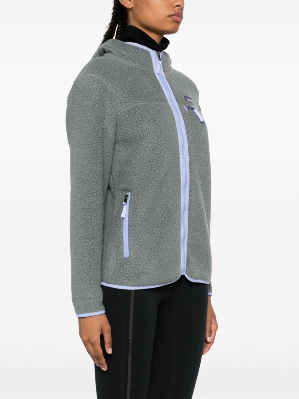 Retro contrast-trim fleece zip-up hoodie - 3