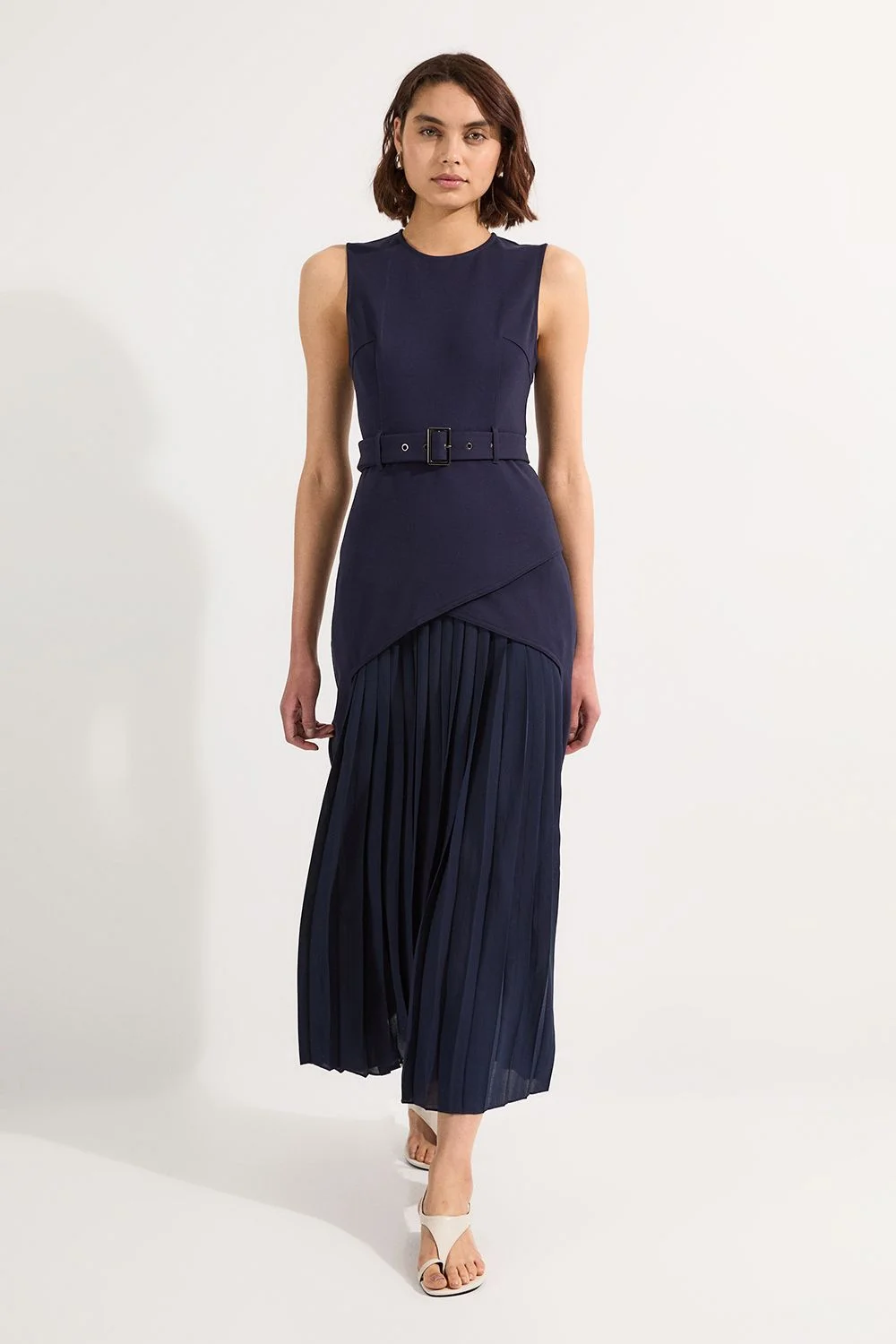 Forever Ponte And Georgette Jersey Pleated Maxi Dress - 1