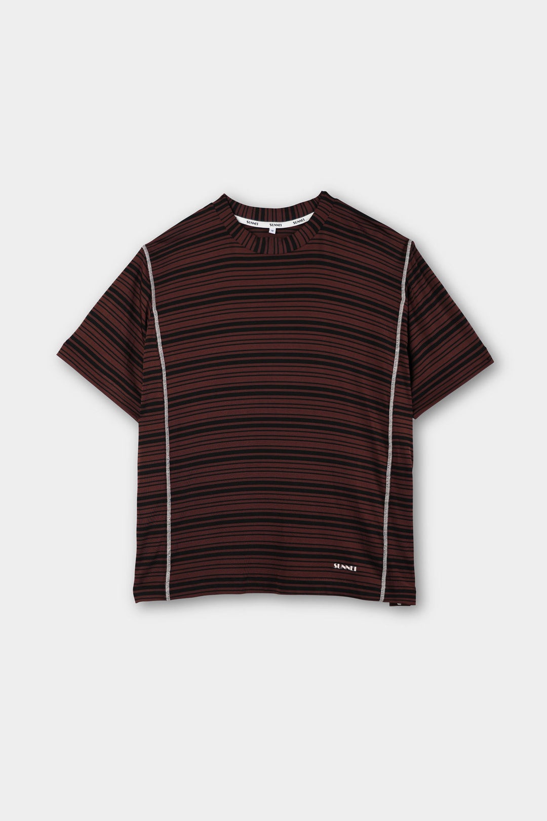 OVERLOCK T-SHIRT / black & brown stripes - 1
