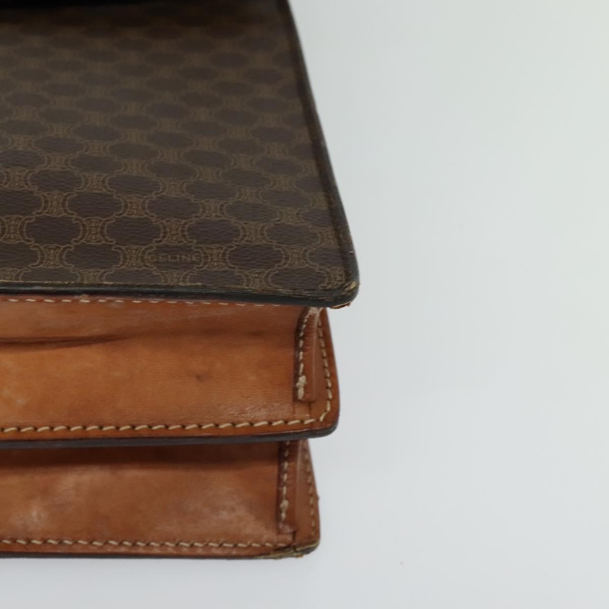CELINE Macadam Canvas Business Bag Pvc Leather Brown Gold - 16