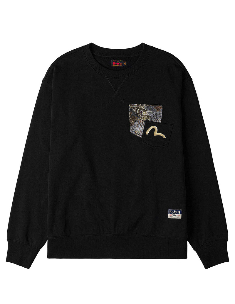 Japanese Print Brocade Pocket Sweatshirt 9