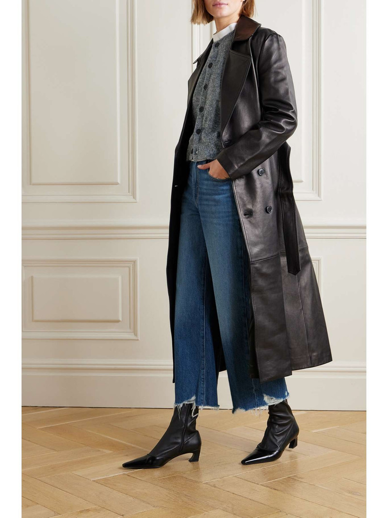 FRAME + NET SUSTAIN The Relaxed Straight cropped frayed high-rise straight-leg jeans outlook