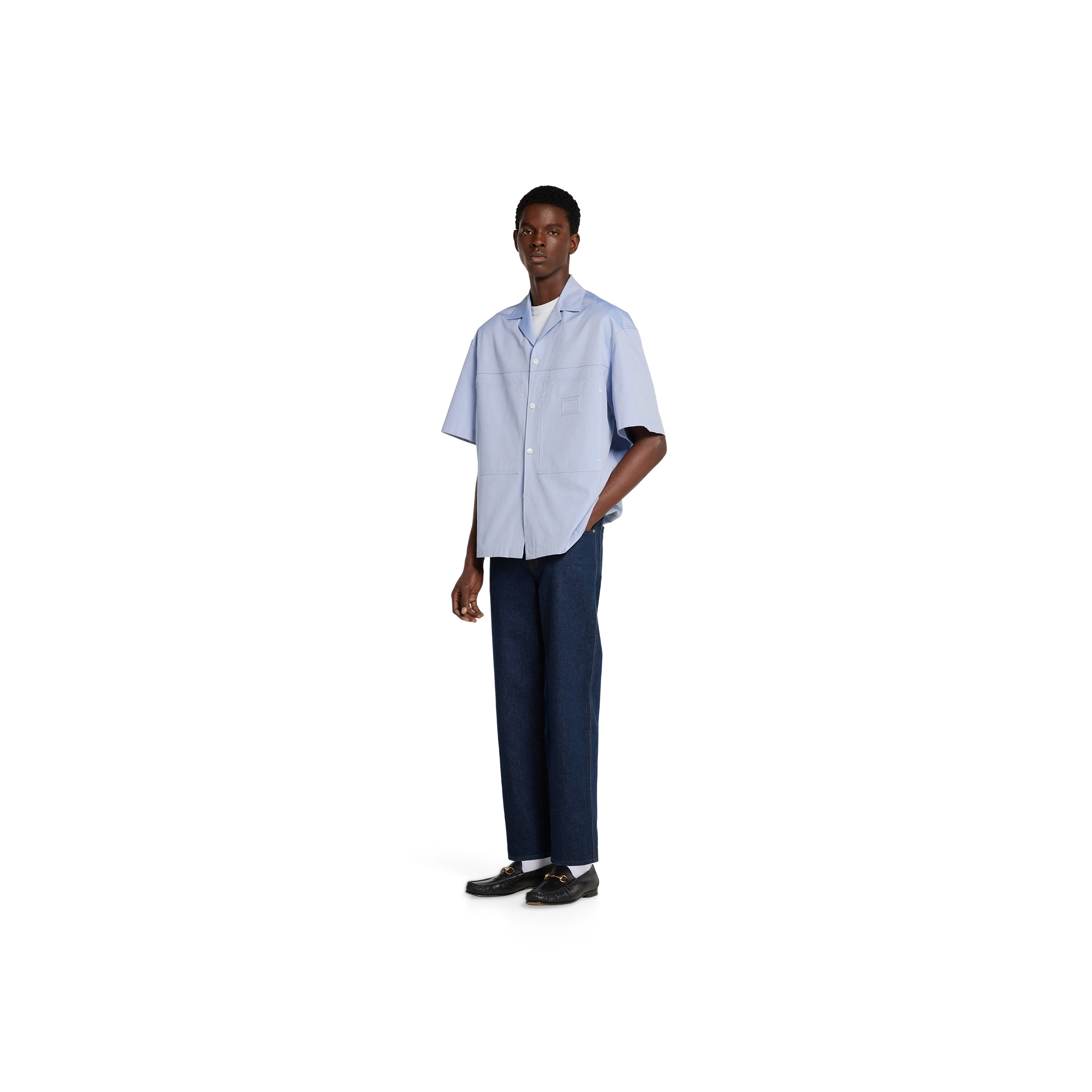 Oxford cotton shirt with embossed label - 2