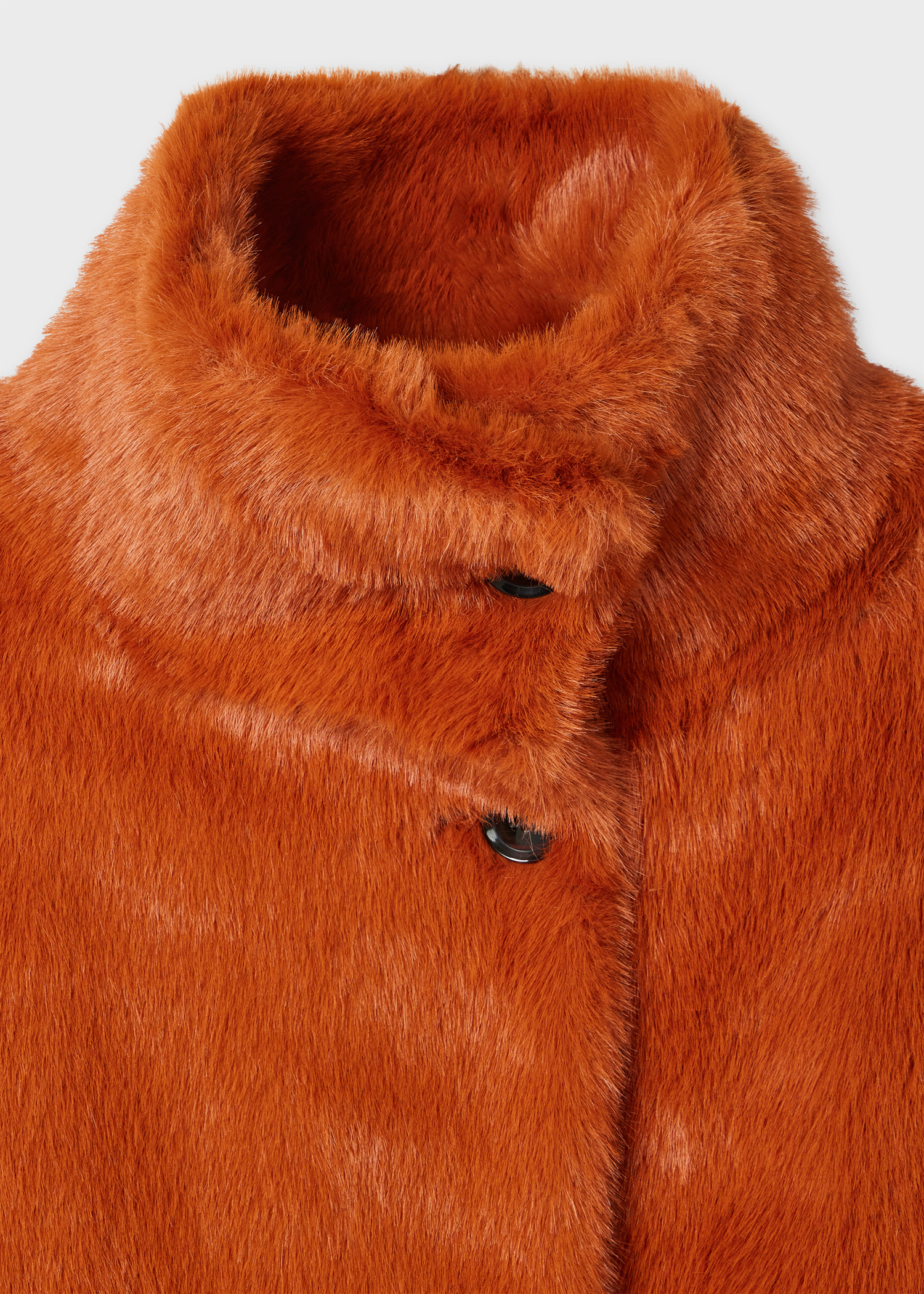 Women's Rust Orange Faux Fur Coat - 2