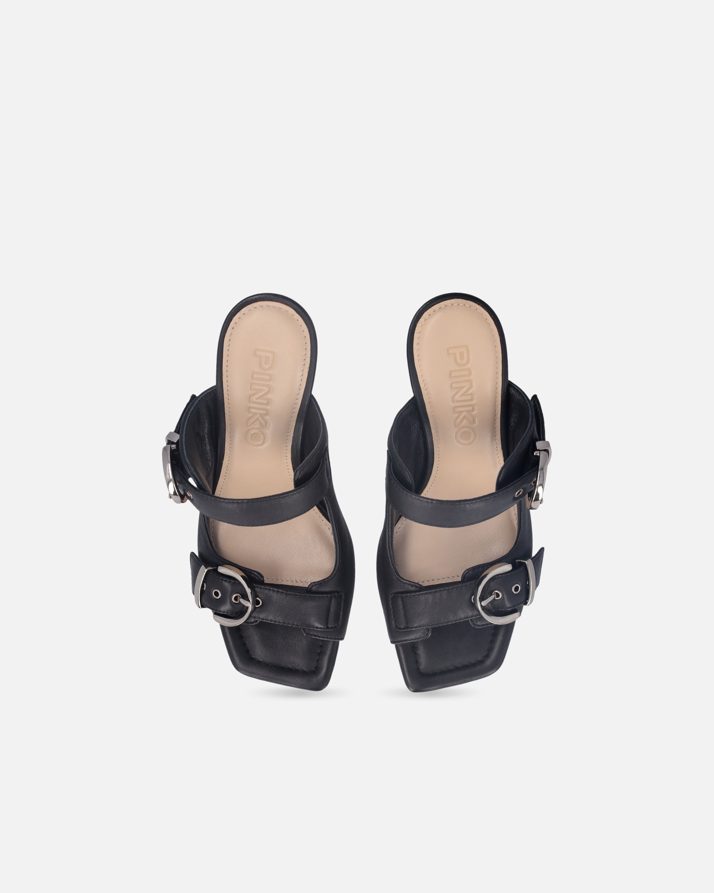 NAPPA LEATHER SANDALS WITH STRAPS AND HEEL - 9