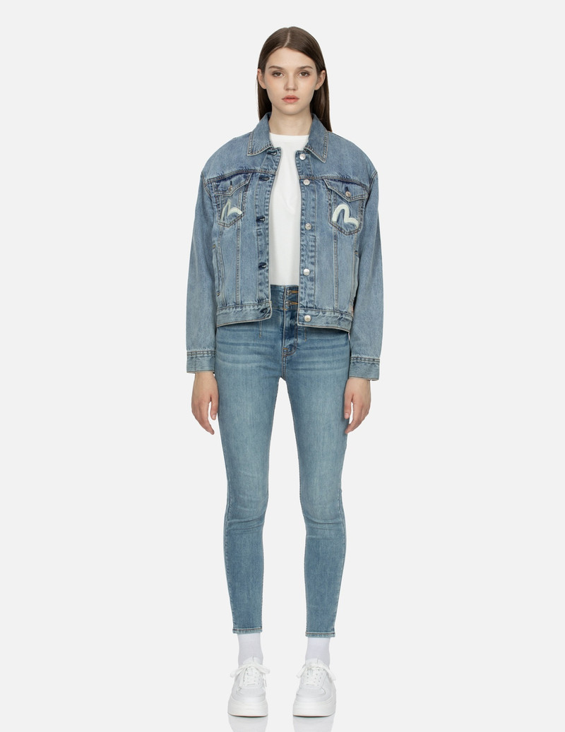 EVISU DARUMA APPLIQUÉ LOOSE FIT DENIM JACKET outlook