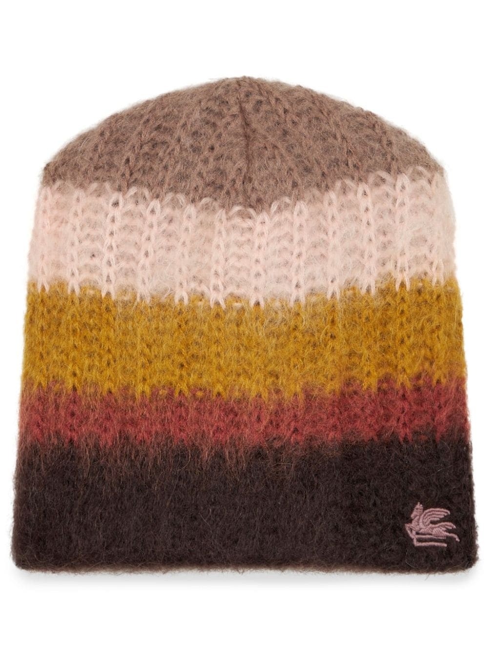 striped logo-embroidered beanie - 1