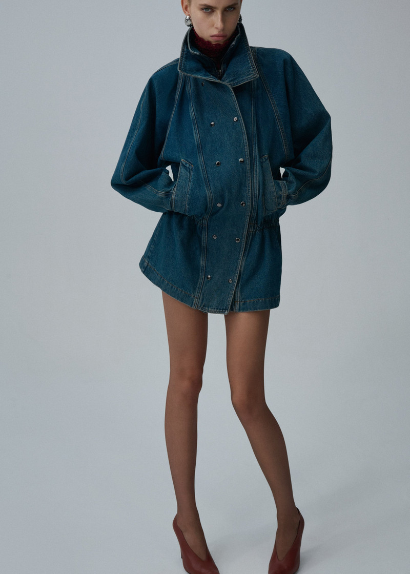 MAGDA BUTRYM Cinched denim jacket in blue vintage outlook