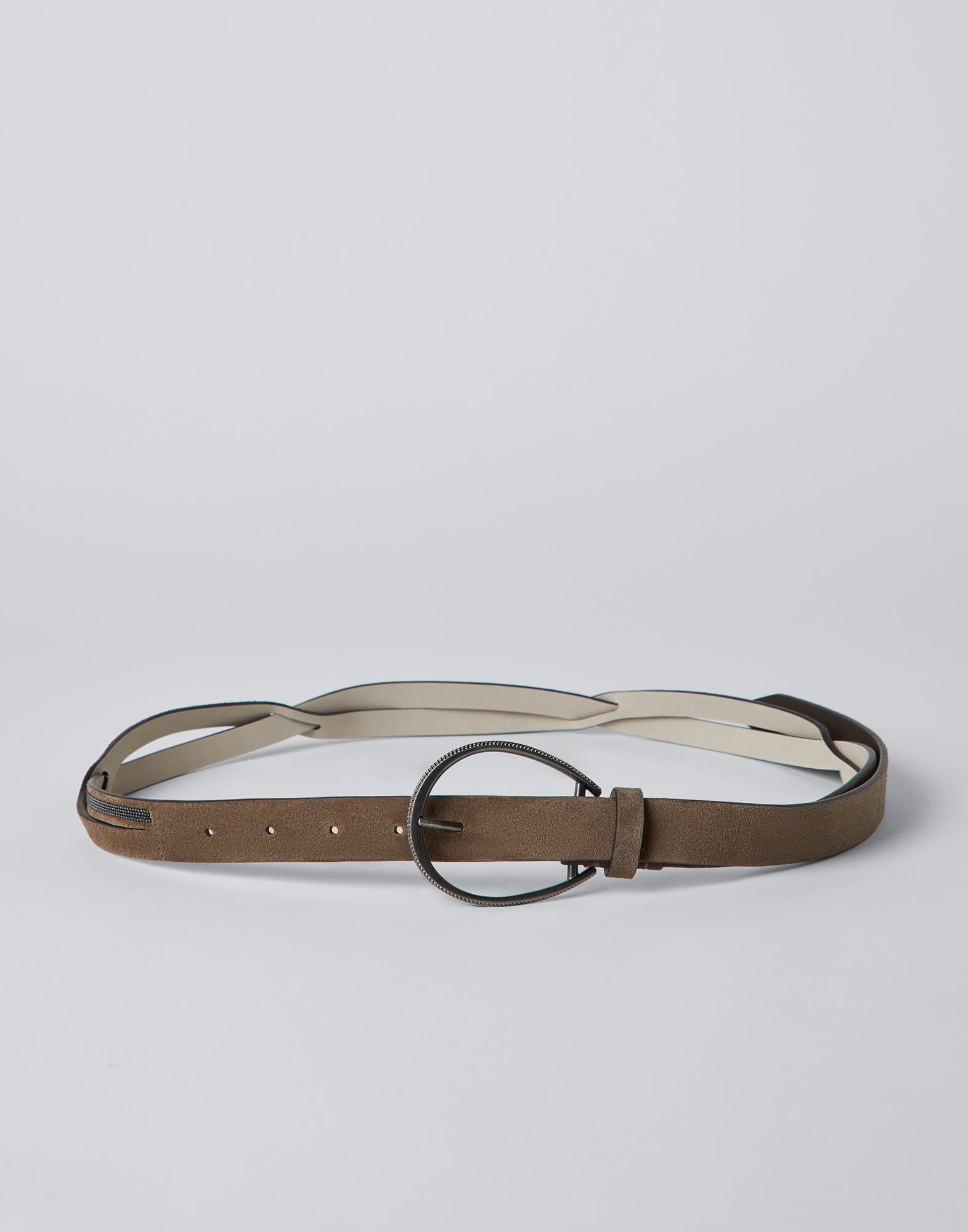 Suede calfskin shiny braid belt - 1