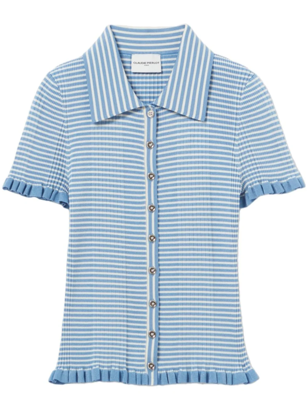 striped button-up T-shirt - 1