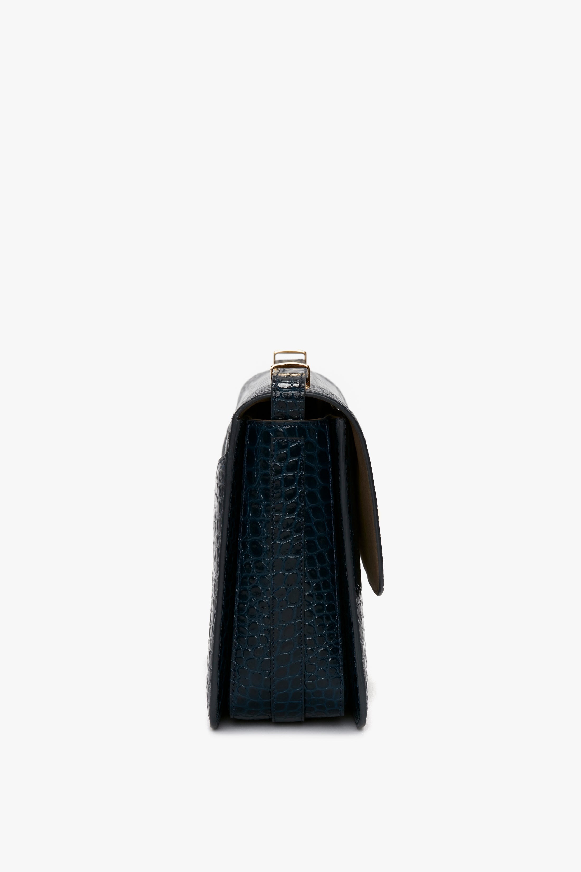 Jumbo Frame Shoulder Bag in Midnight Blue Croc-Effect Leather - 4
