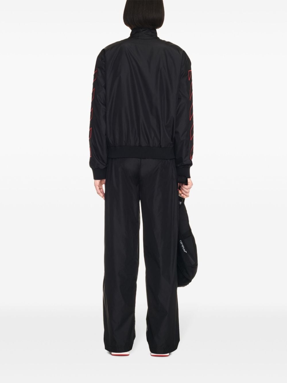 Diag-stripe embroidered track pants - 4