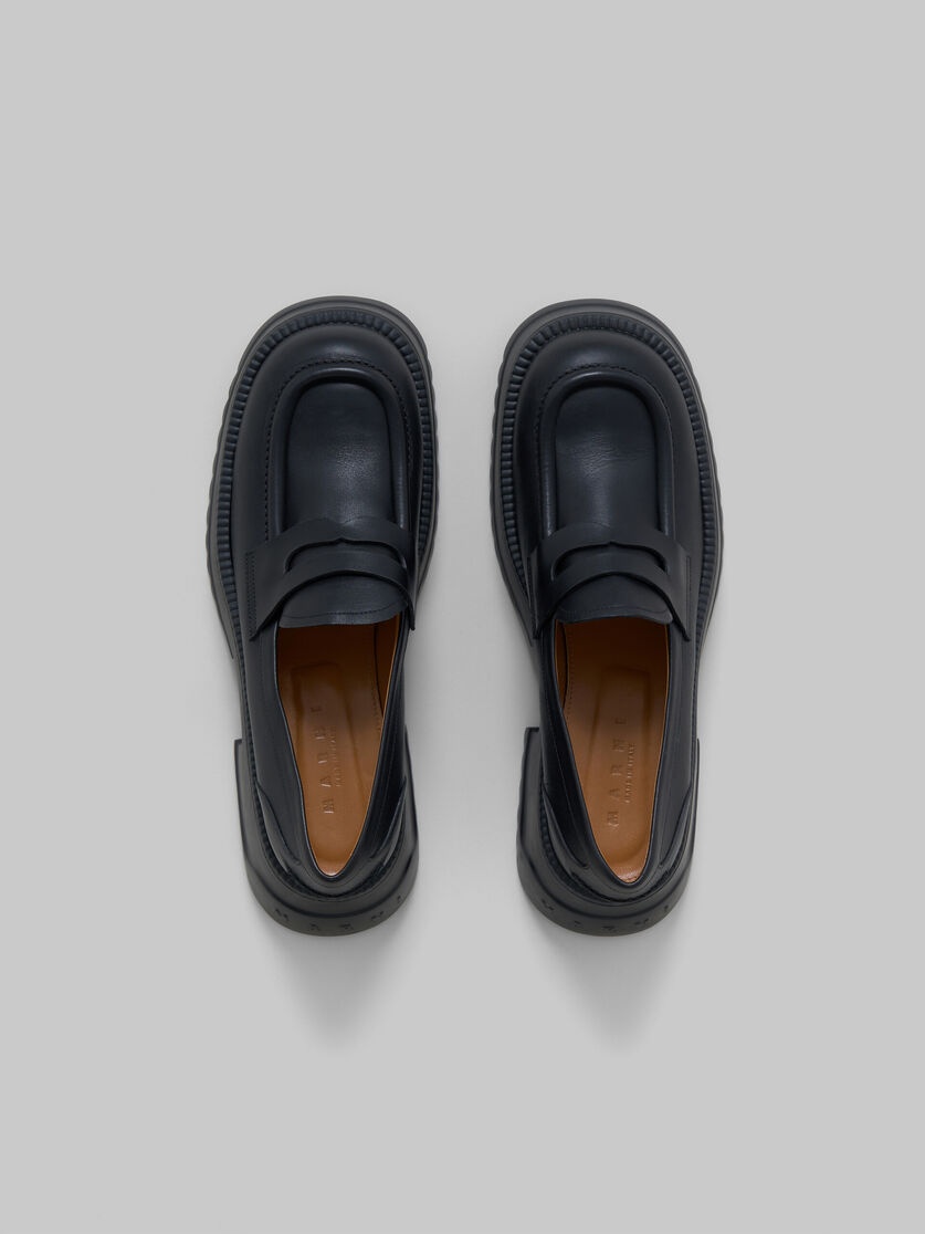 BLACK LEATHER LOAFER WITH PLATFORM SOLE - 4
