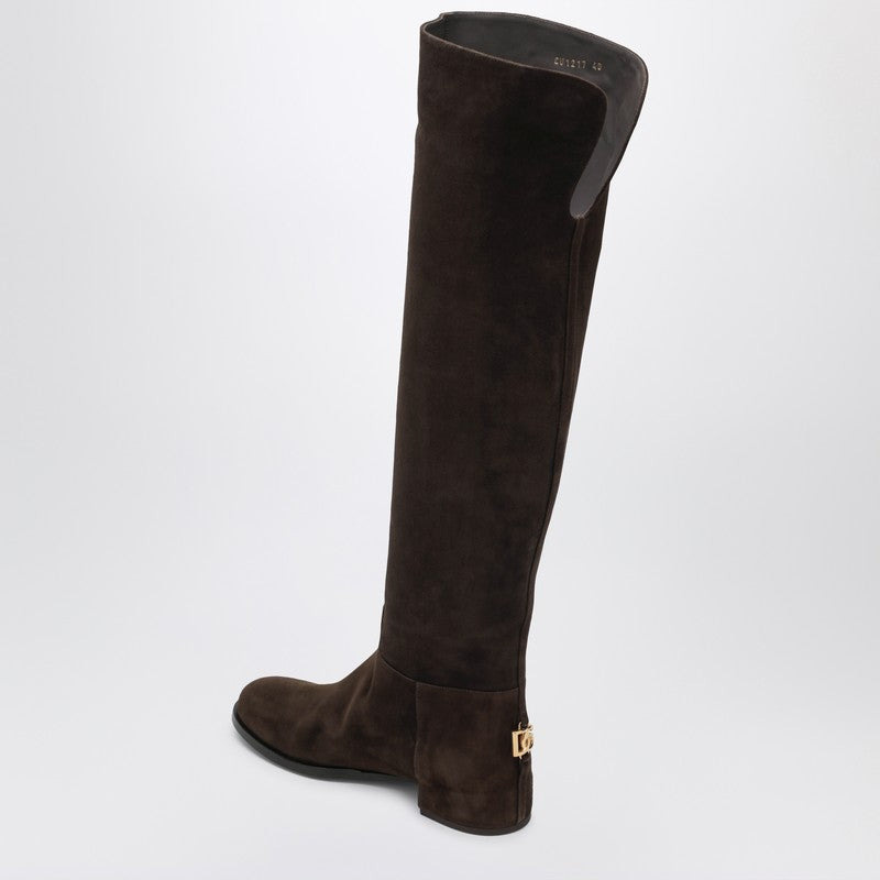 Dolce&Gabbana High Suede Boot In Ebony Brown Women - 2
