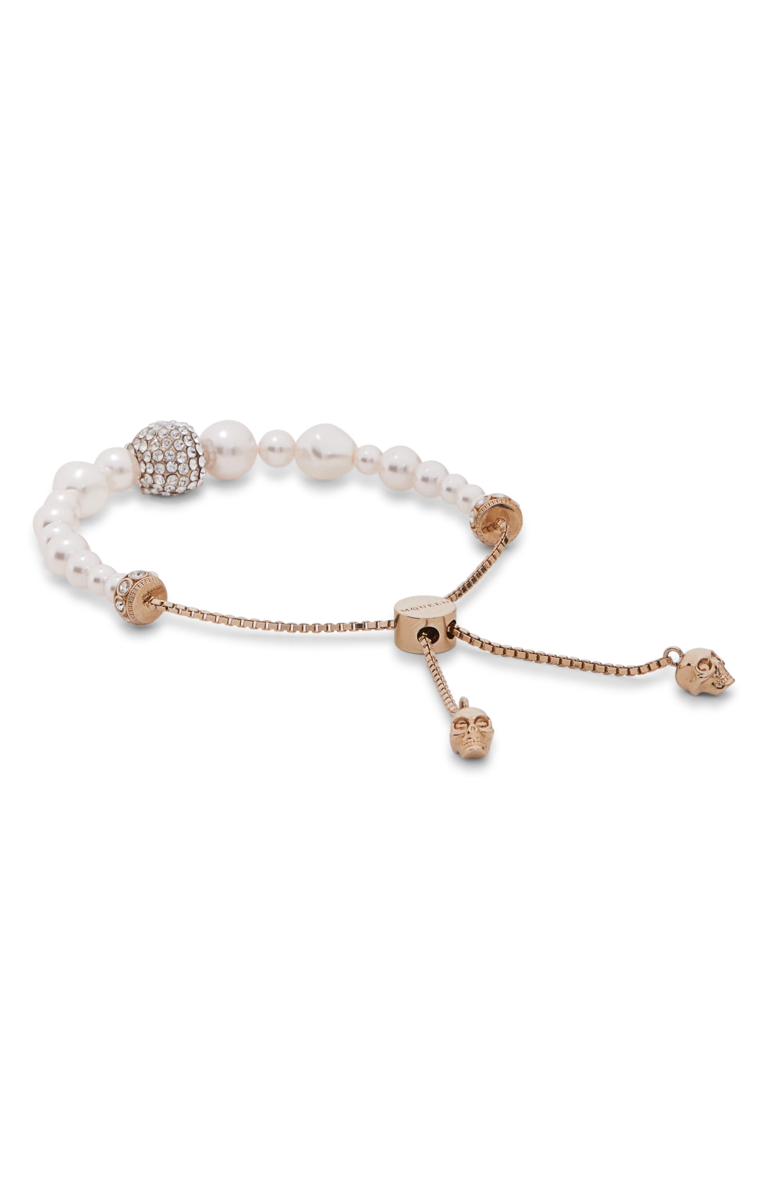 McQueen Crystal Skull & Faux Pearl Friendship Bracelet at Nordstrom - 2