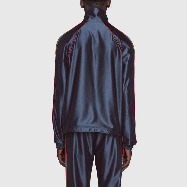 Gucci Shiny Jersey Jacket With Web 'Blue' 655341-XJDF1-4330 - 4