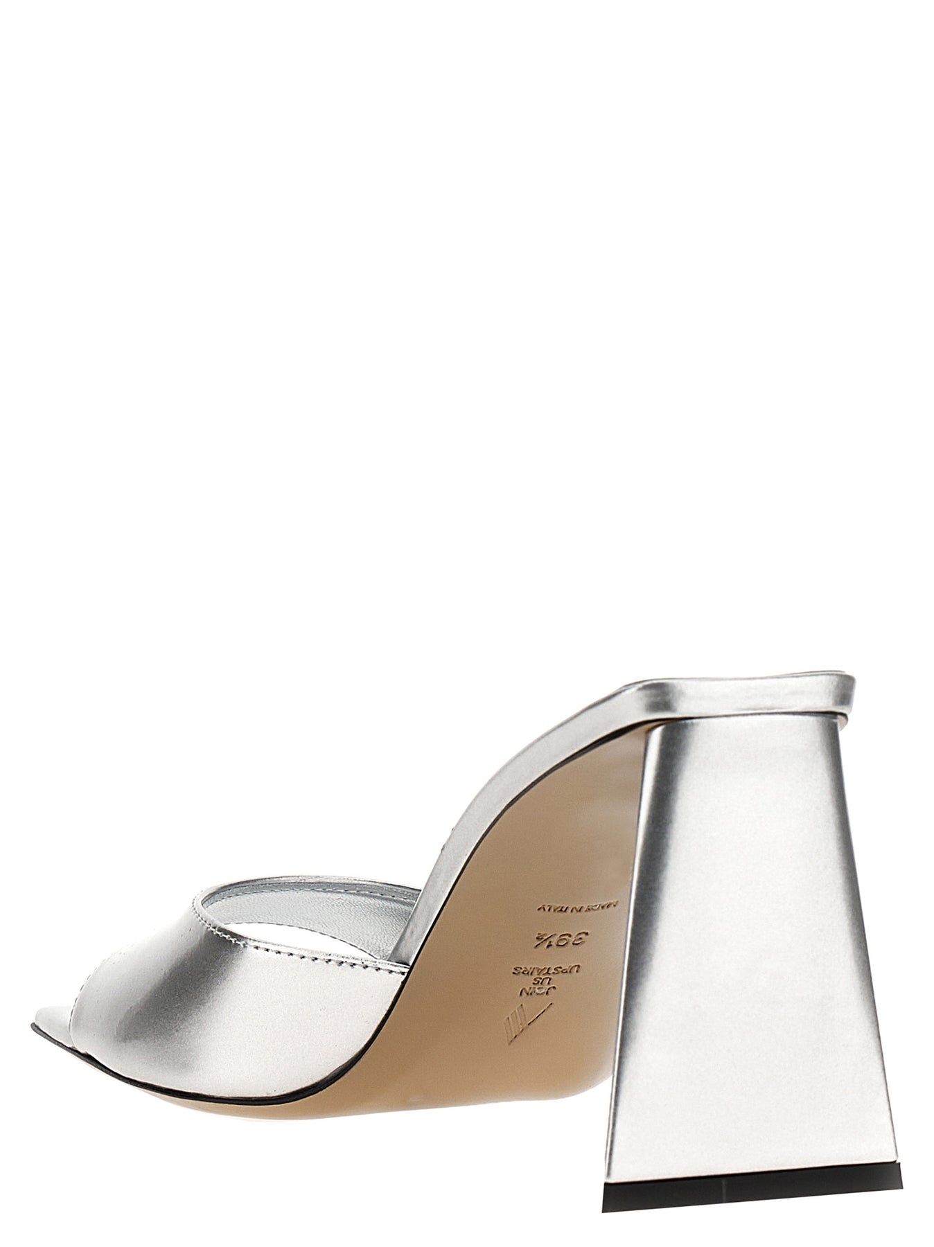 サンダル・ミュール THE ATTICO MINI DEVON MULE 85mm (242WS772.E056 002 SILVER) Mini Devon 85 croc-effect leather mules in blue - The Attico