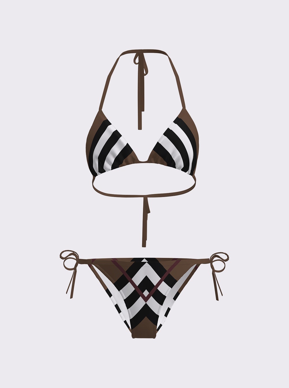 Check Triangle Bikini Dark Birch Brown - 1