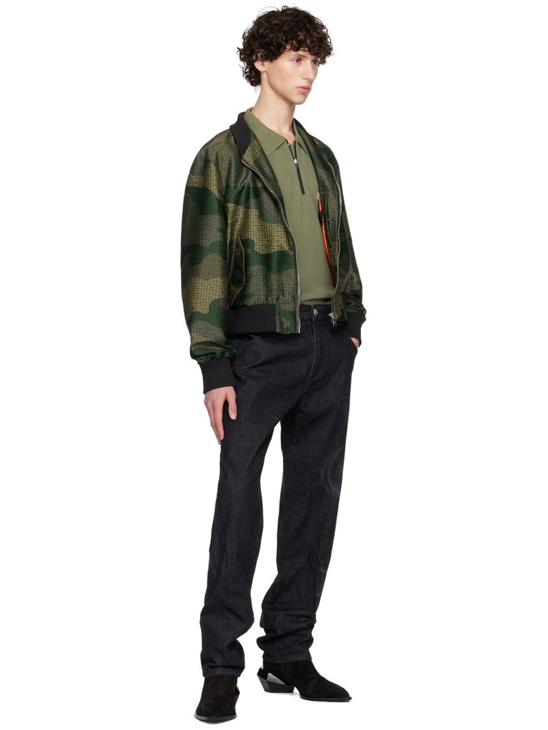 Balmain Khaki Half-Zip Polo outlook