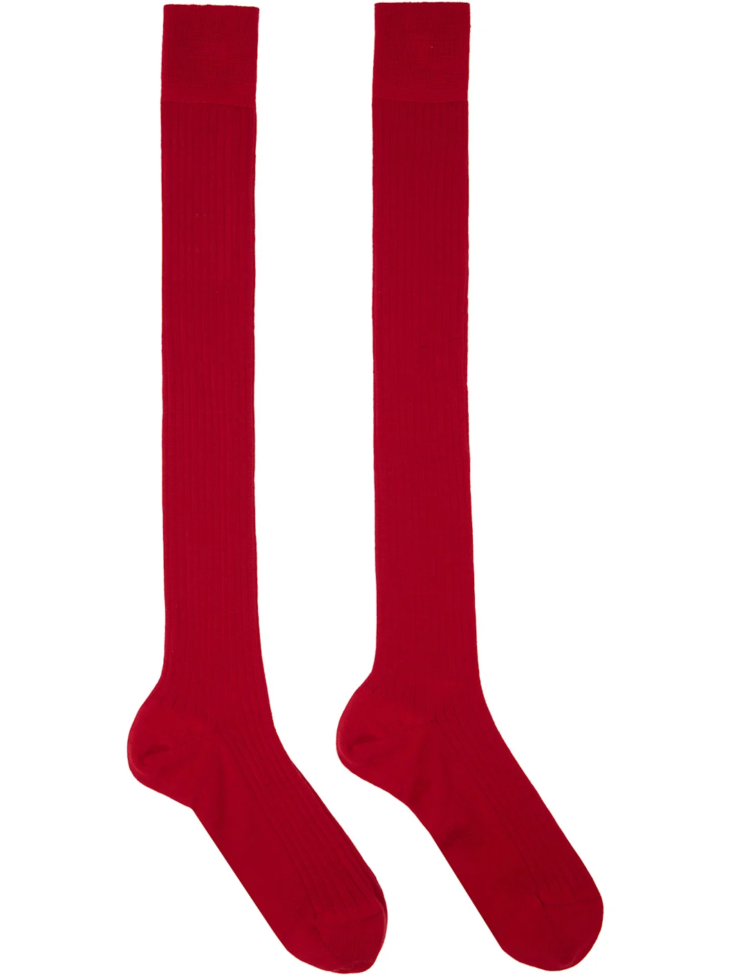 Red Ribbed Wool Socks - 1