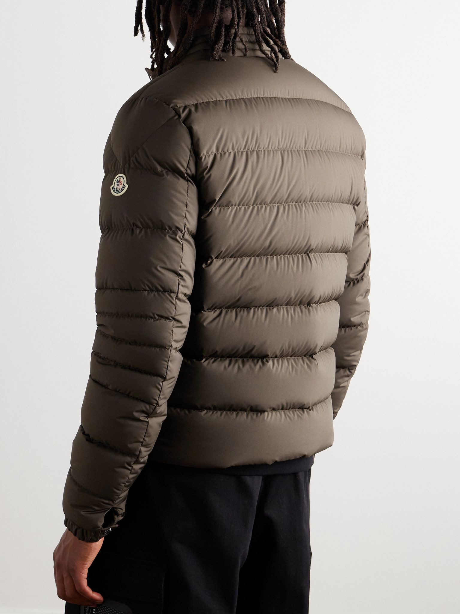 Grosgrain-Trimmed Logo-Appliquéd Quilted Shell Down Jacket Brown - 3