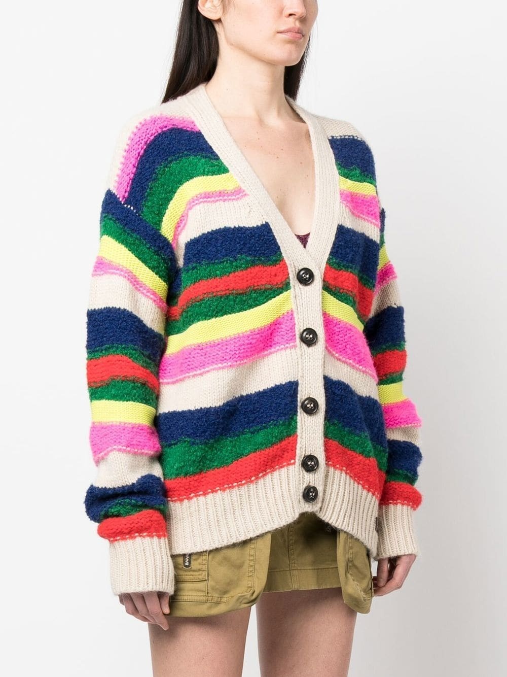 striped brushed cardigan - 3