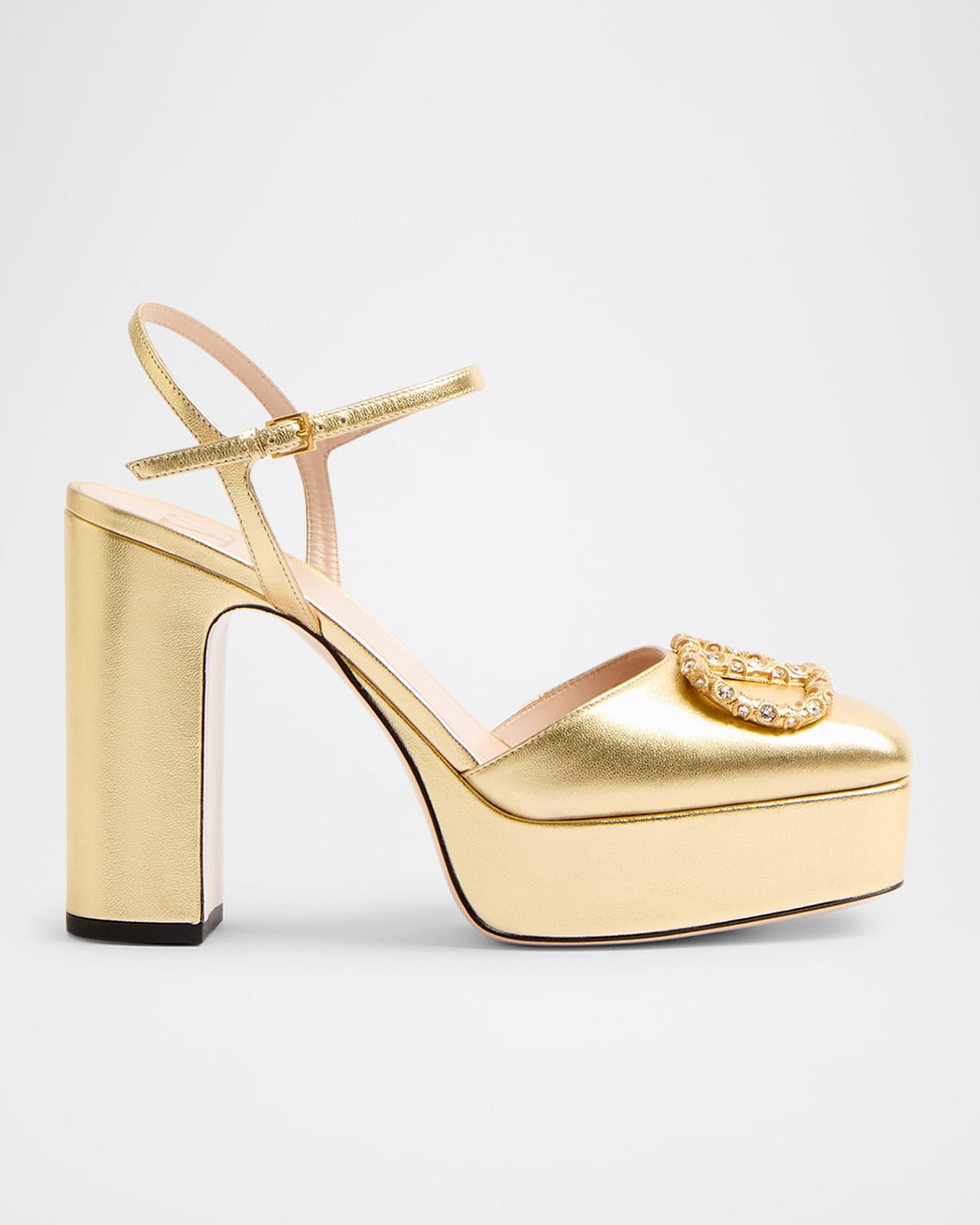 VLogo Metallic Ankle-Strap Platform Pumps - 1