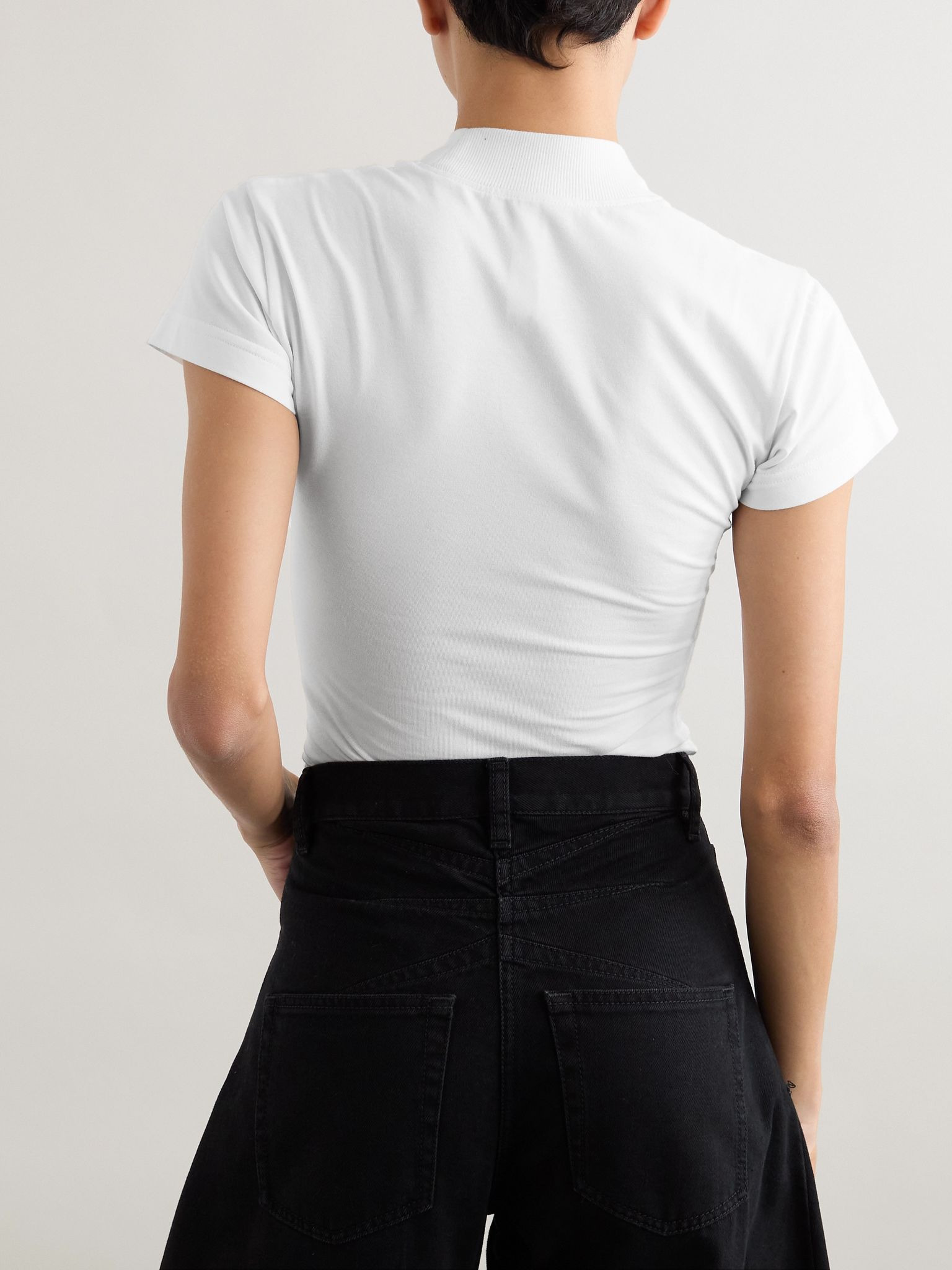 Embroidered stretch-cotton jersey bodysuit White - 4
