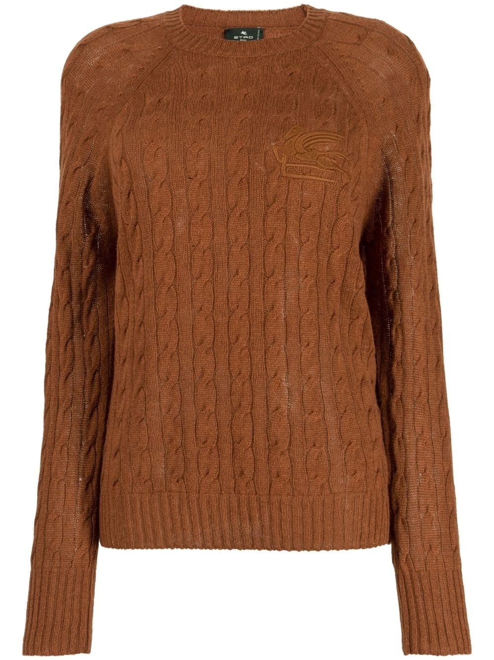 logo-embroidered cable-knit jumper - 1