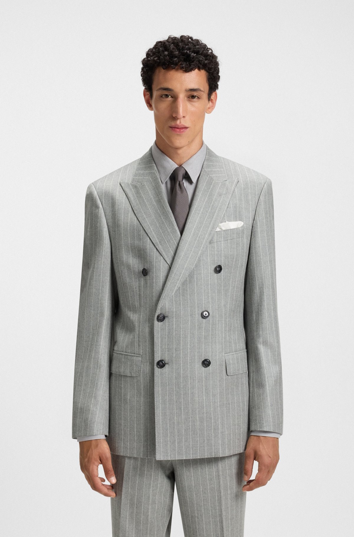 SLIM-FIT TWO-PIECE SUIT IN PINSTRIPE VIRGIN WOOL - 2