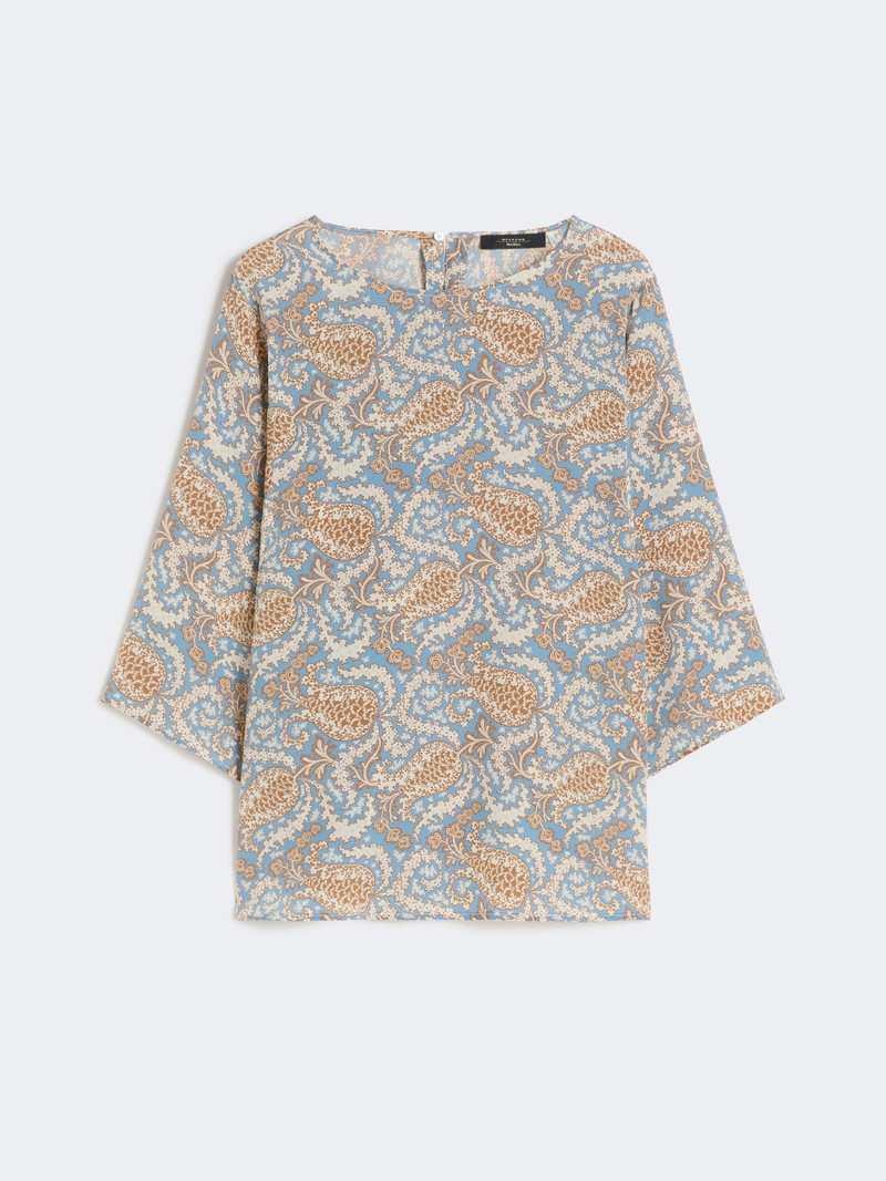 GINNICO Printed silk crêpe de Chine blouse - LIGHT BLUE 1