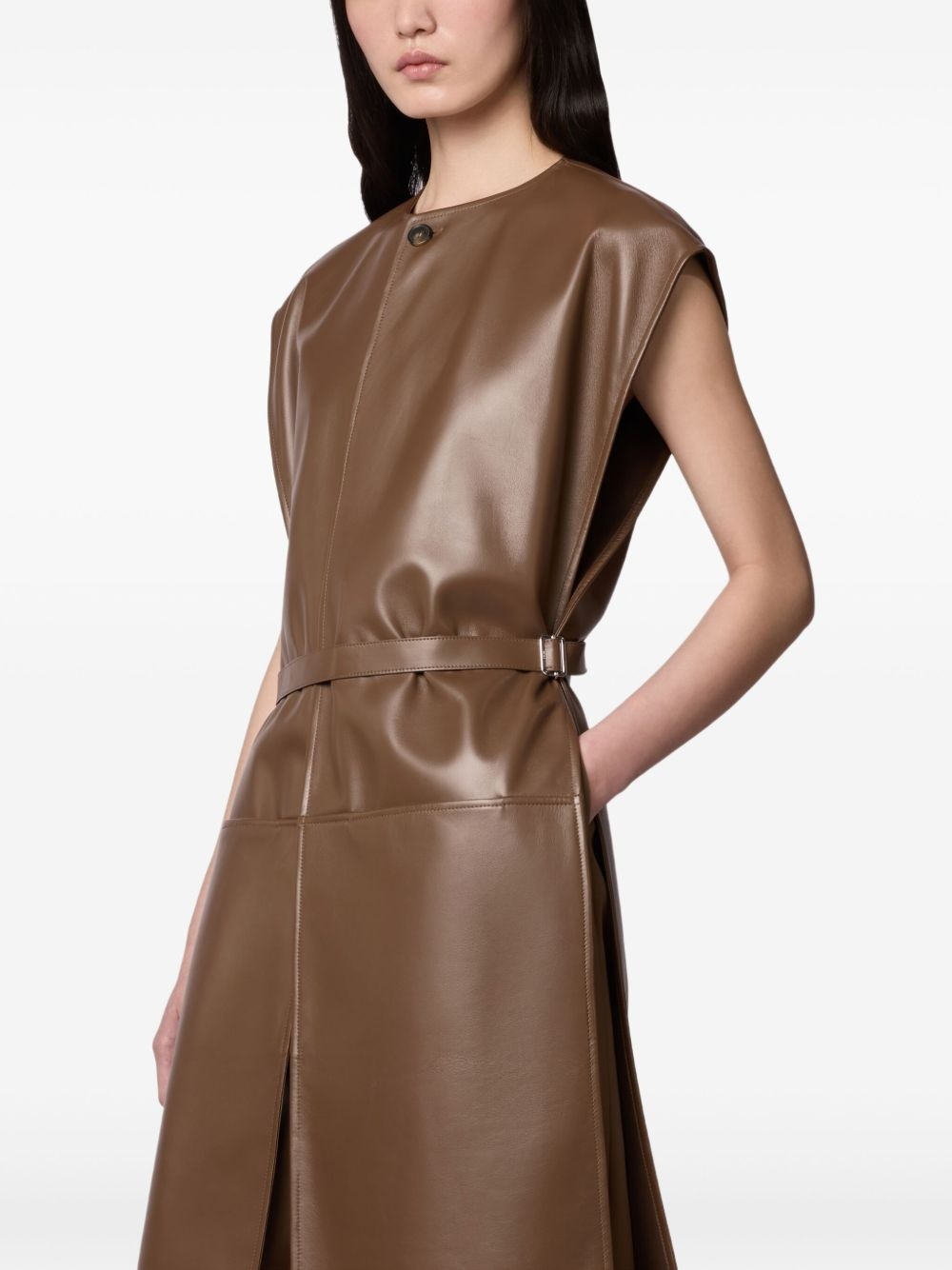 leather midi dress - 4