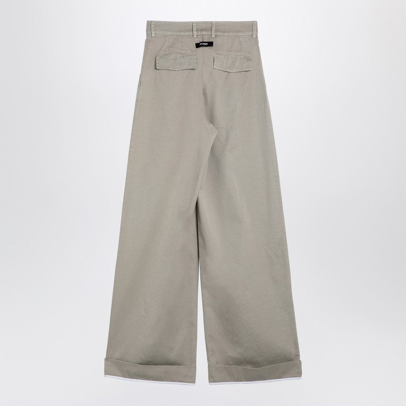 Palm Angels Beige Cotton Wide Trousers Women - 2