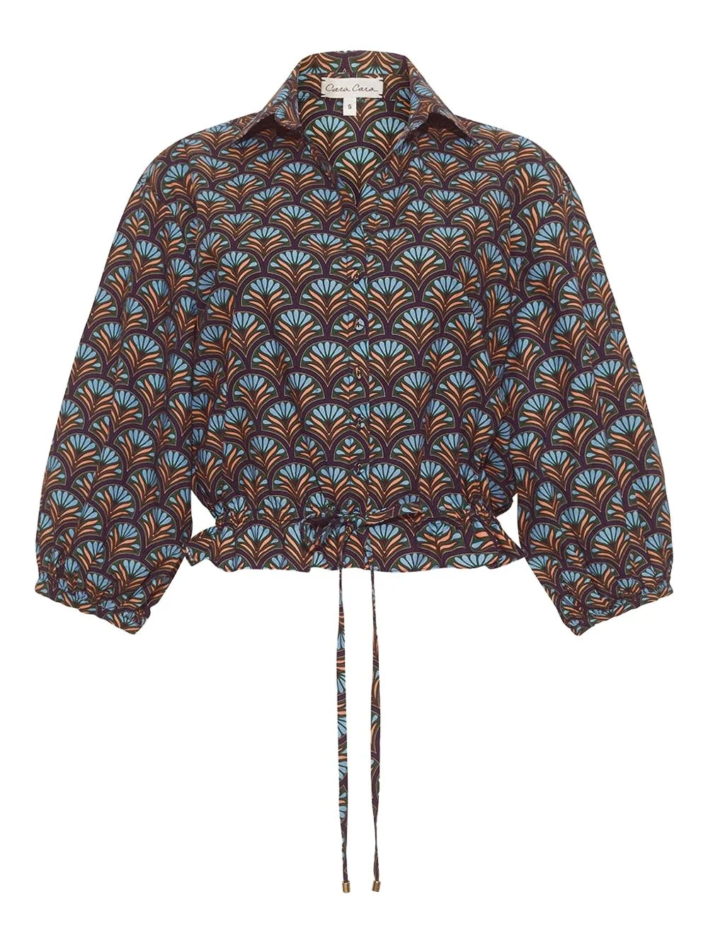 Hutton shell-print drawstring blouse - 1