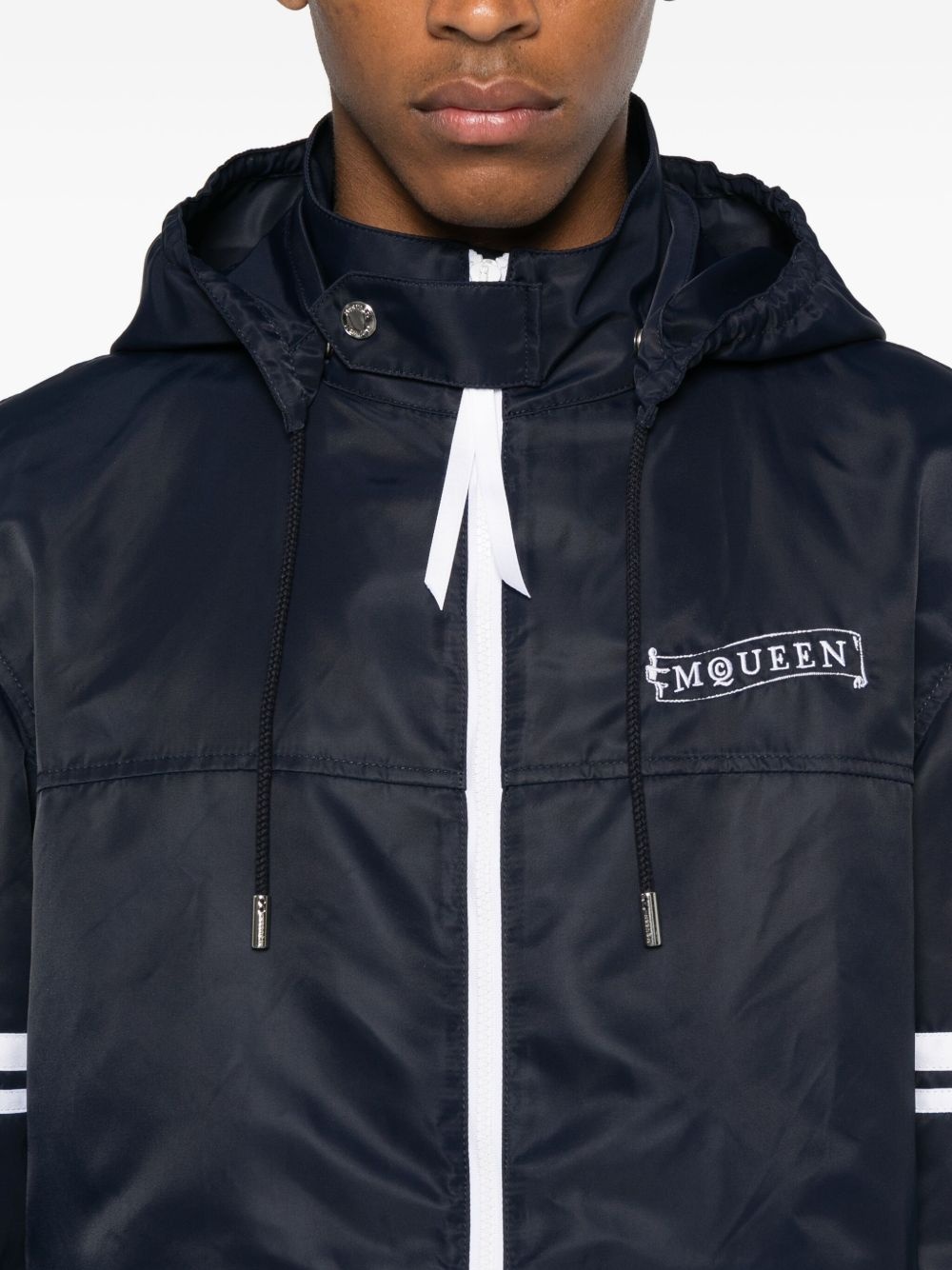 hooded stripe-detail jacket - 5