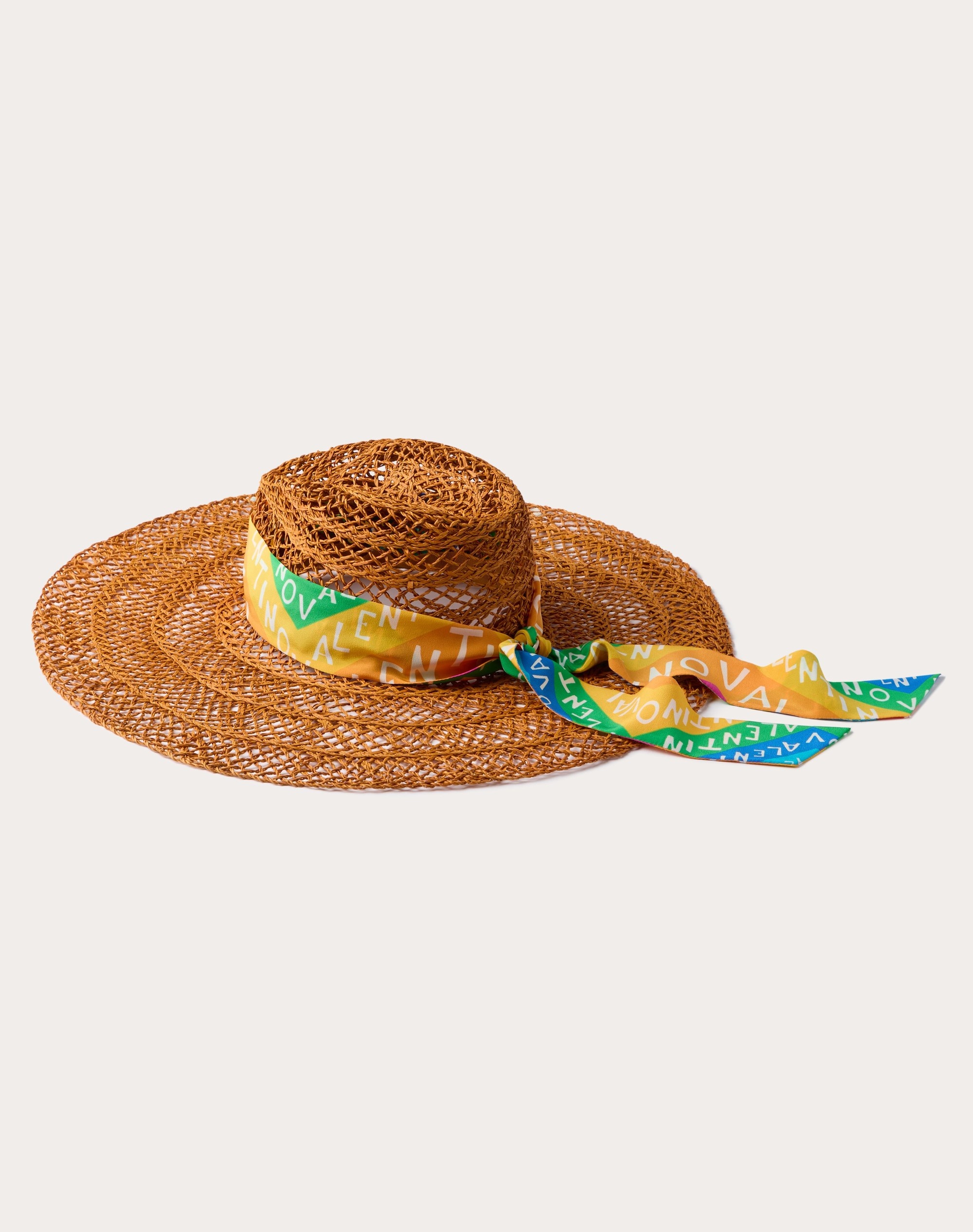 ESCAPE WIDE BRIM STRAW HAT WITH SILK BANDEAU SCARF - 3