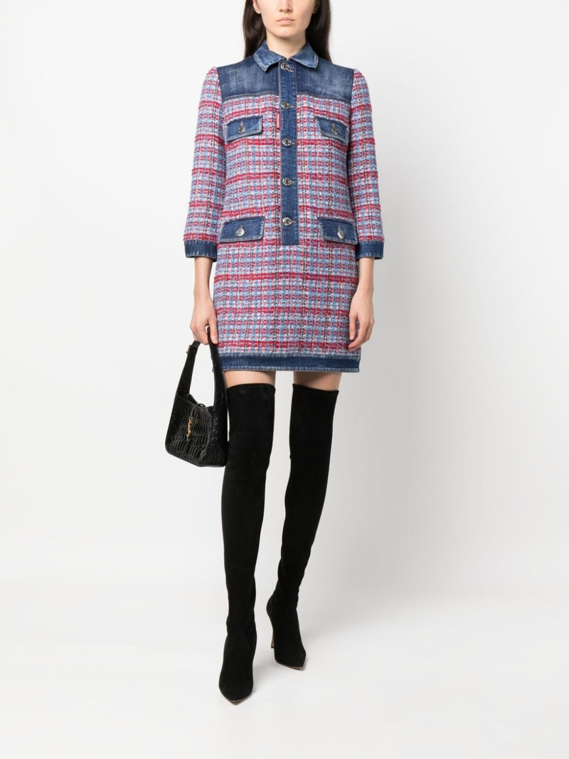 DSQUARED2 panelled tweed denim mini dress outlook
