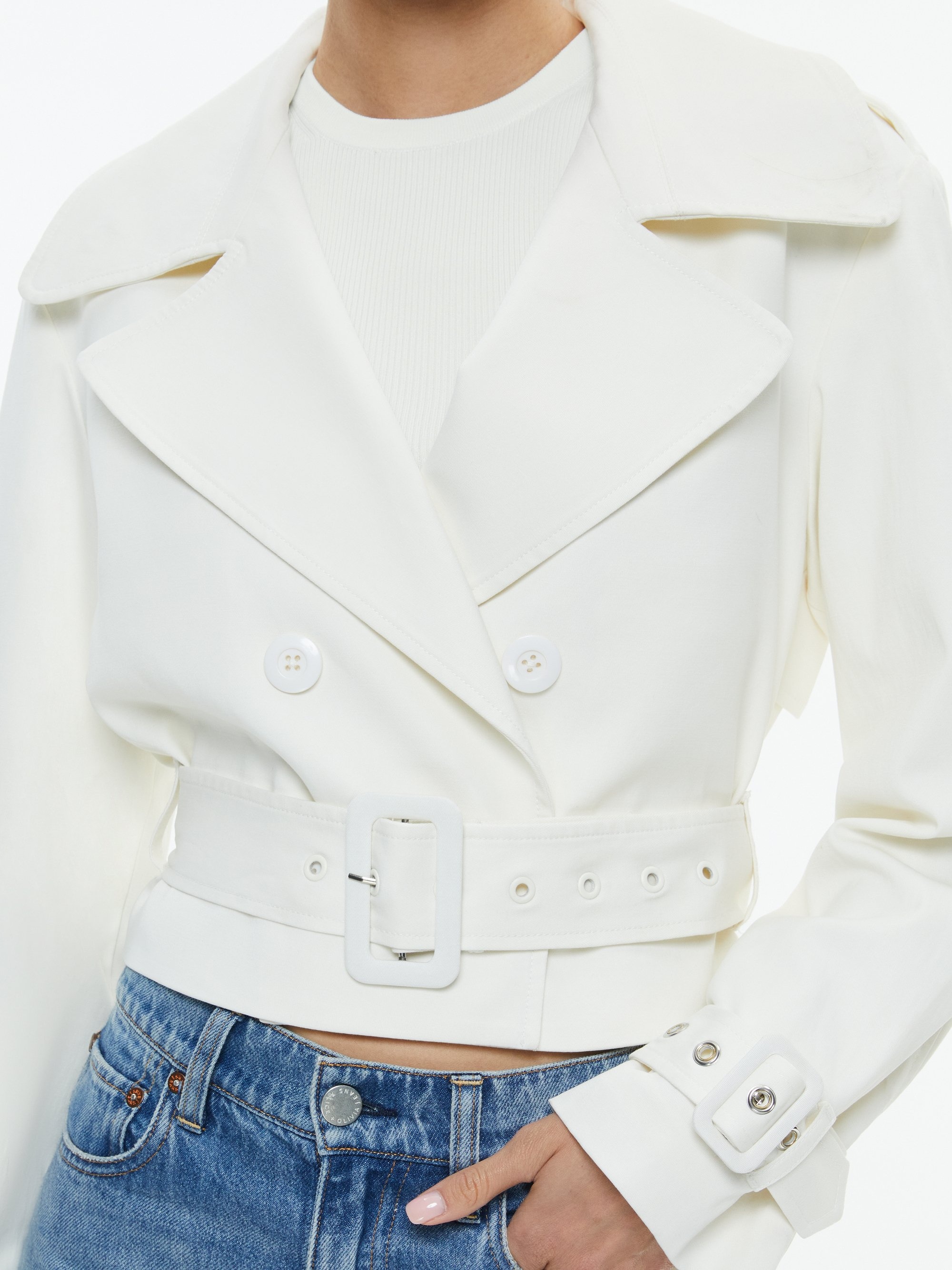 KEITH CROPPED TRENCH WITH BELT - 5