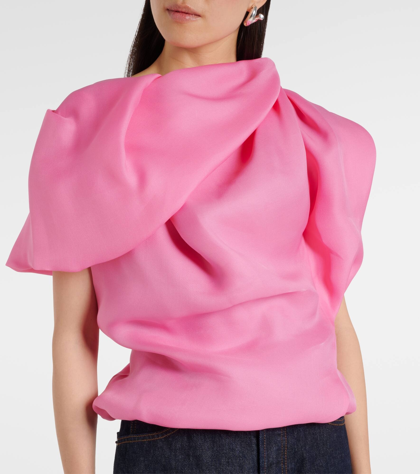Draped silk satin top - 5