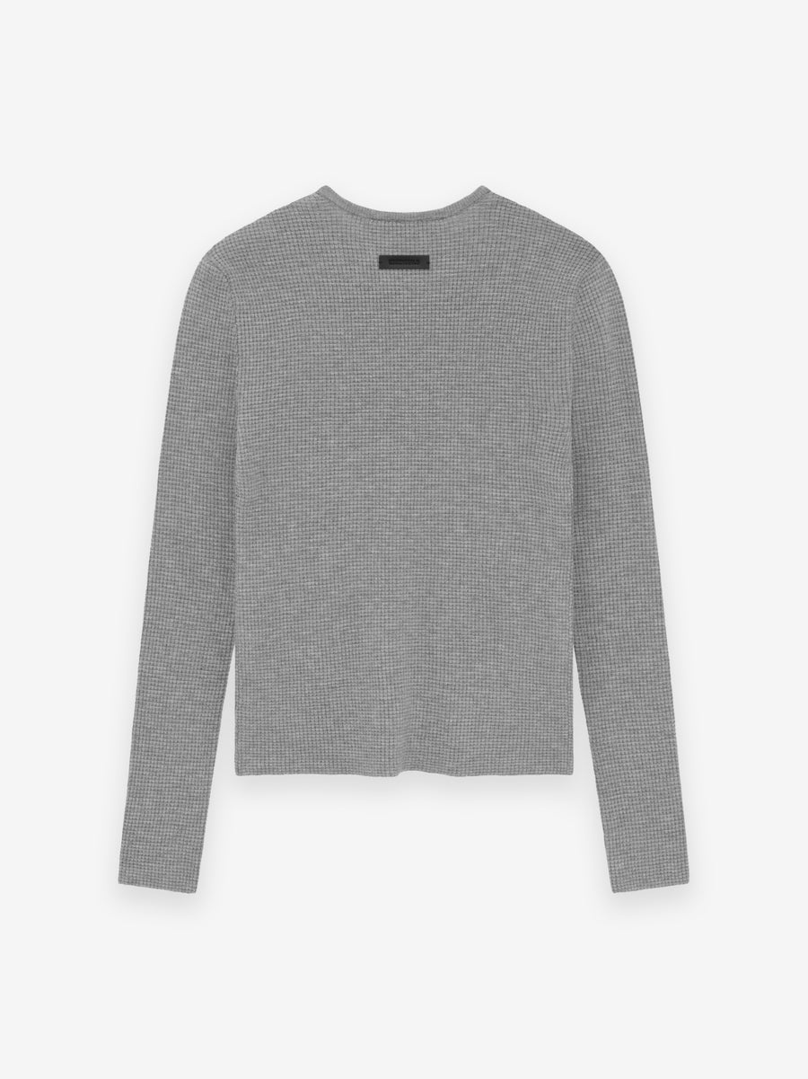 Womens Waffle Fitted Long Sleeve Sweater - 2
